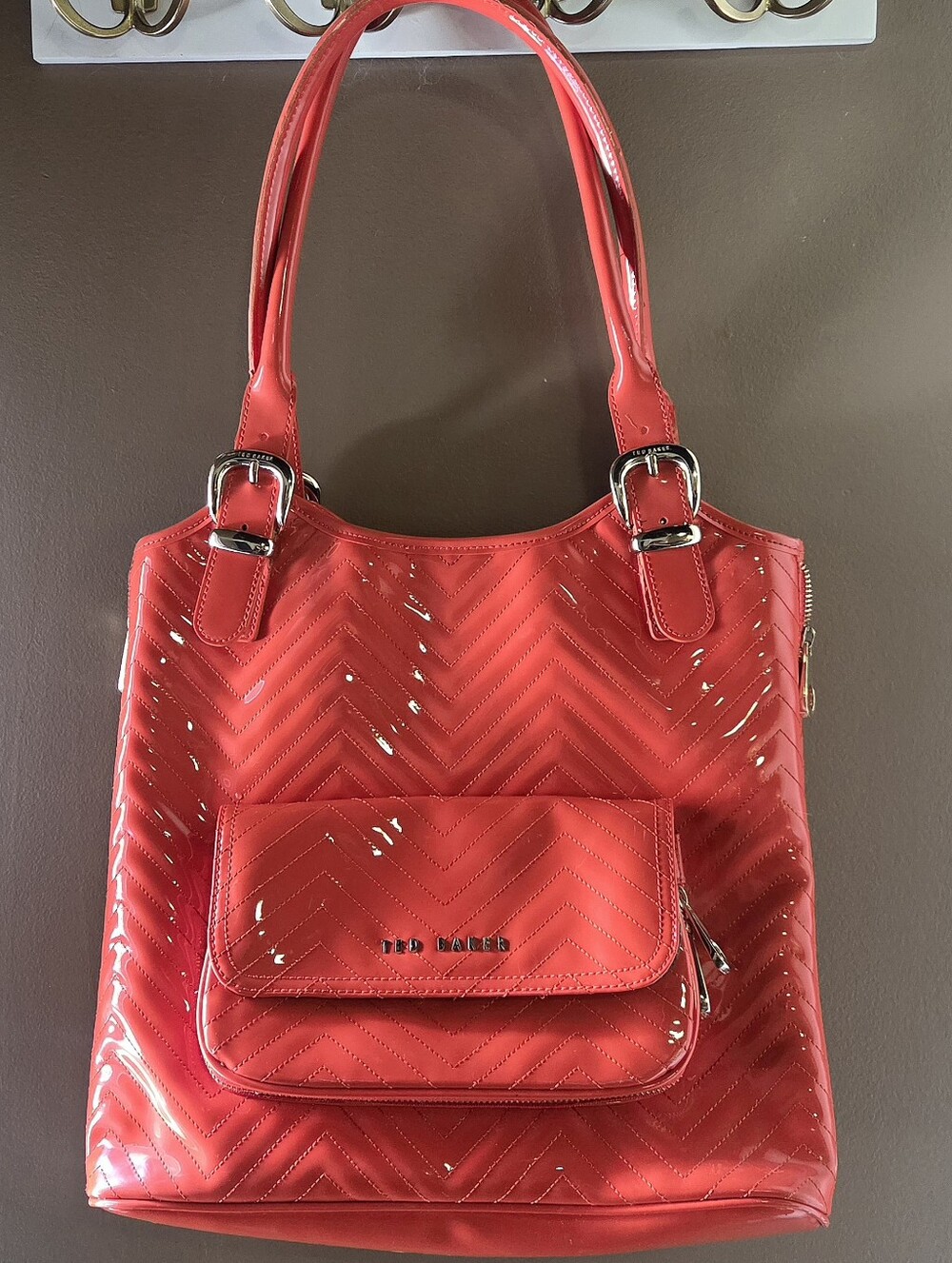 Ted Baker Orange Quilted Patent Tote